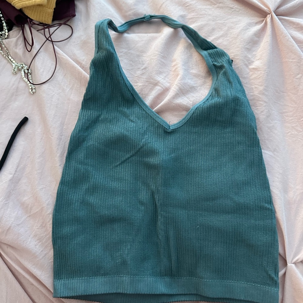 Urban Outfitters Blue Backless Crop Tank Top